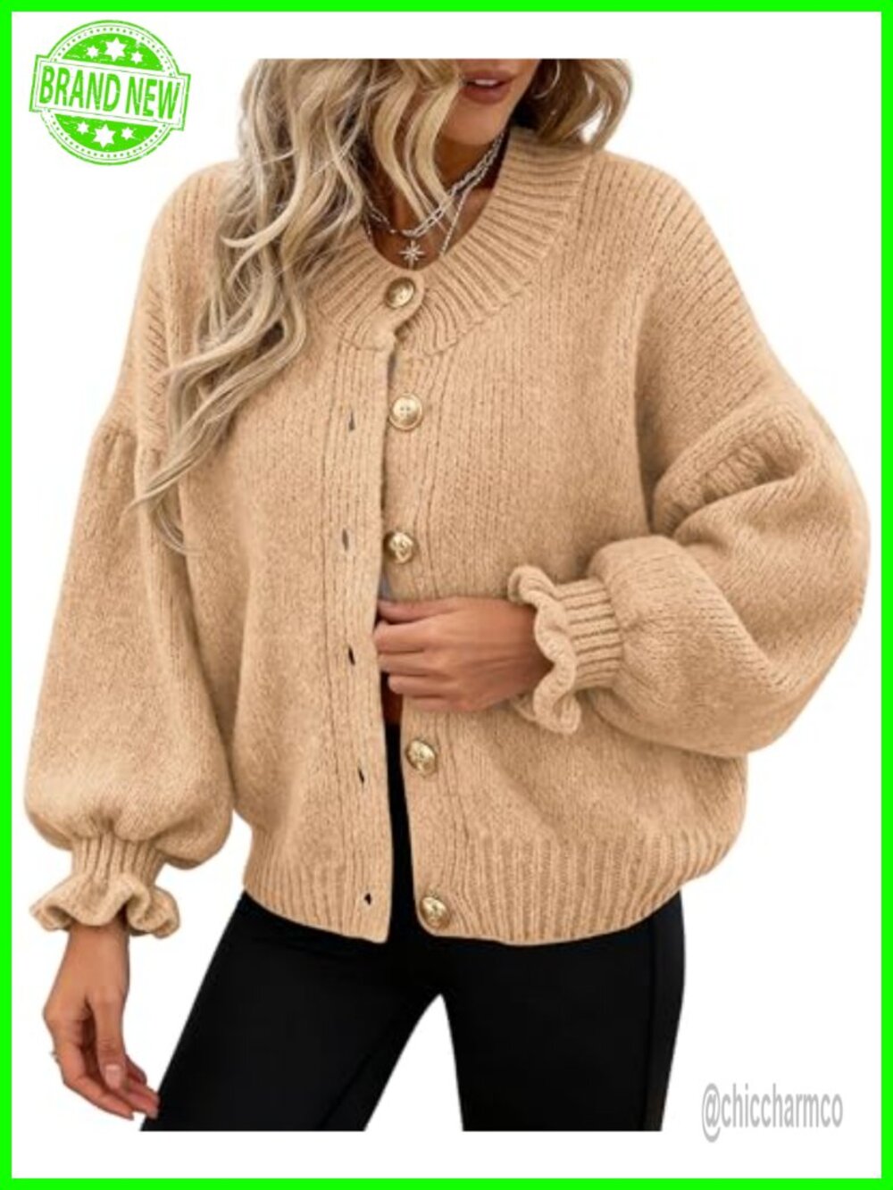 Womens Long Sleeve Chunky Knit Cardigan Sweater